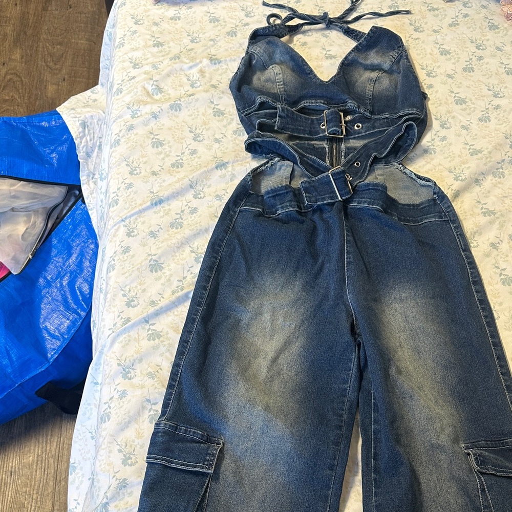 Fashion Nova Blue Denim Women's Overalls